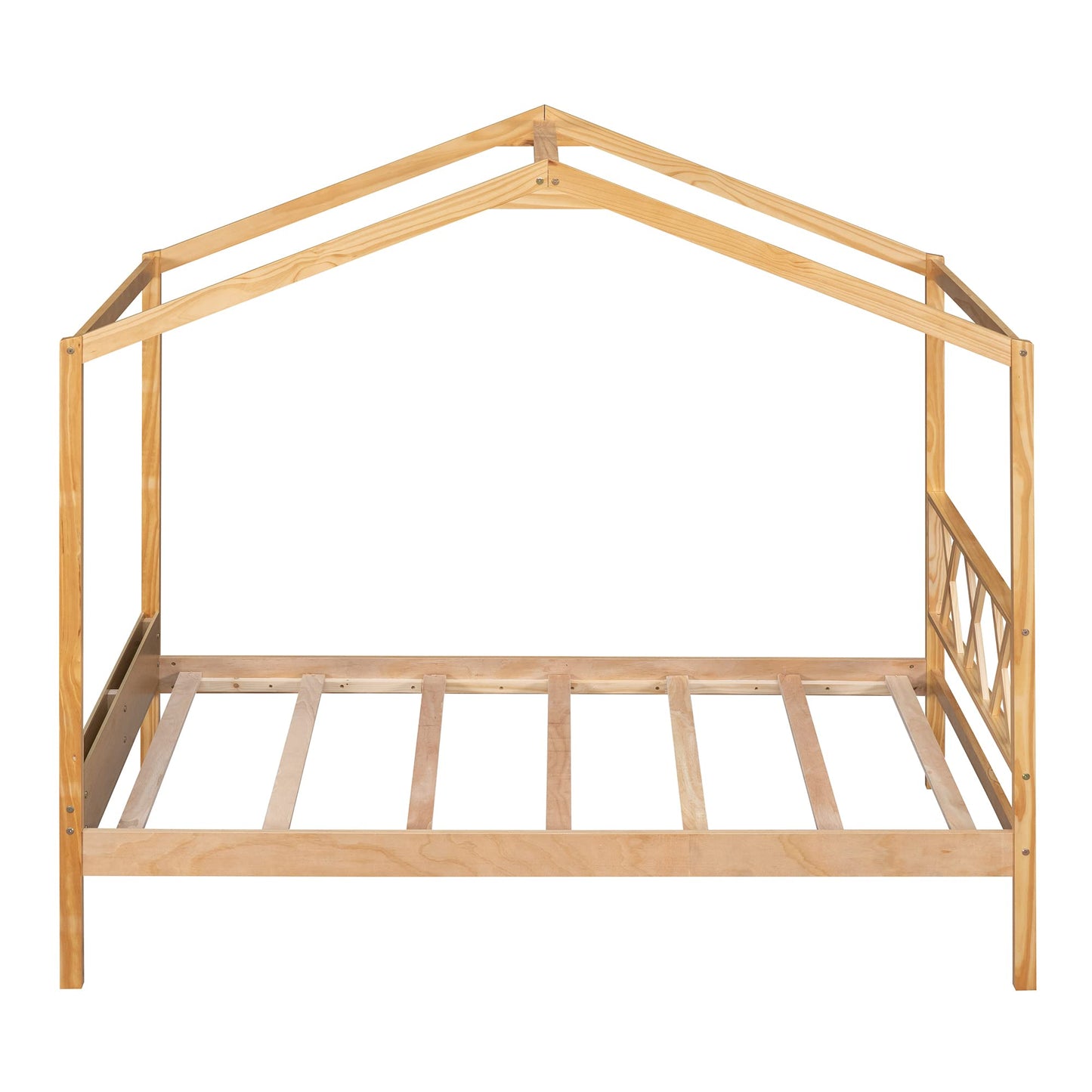 Harper & Bright Designs Natural Twin House Bed with Storage for Kids - WoodArtSupply