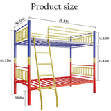 KAIFAM Bunk Bed Twin Over Twin, Metal Twin Bed Frames, Twin Over Full Bunk Bed with Safety Guardrail and Ladder, Trundle Bed Twin, No Box Spring Needed, Noise Free for Bedroom (Color) KAIFAM