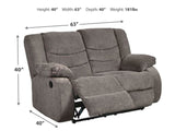 Signature Design by Ashley Tulen Modern Manual Pull Tab Reclining Loveseat, Dark Gray Signature Design by Ashley
