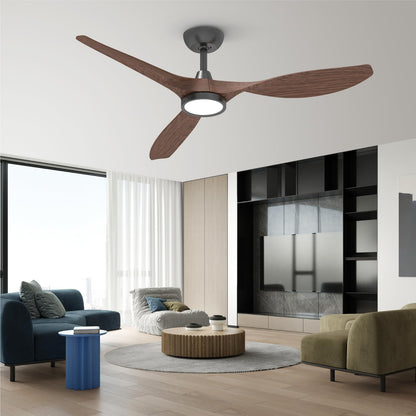 Roomratv Ceiling Fans with Lights and Remote, 52 Inch Large Airflow Indoor Ceiling Fans with Quiet DC Motor and 3 Colour Temperature Black Noiseless ABS Fan Blades (Dark Woodgrain) - WoodArtSupply