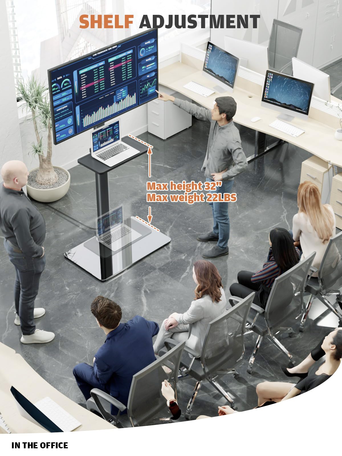 Universal Floor TV Stand with Mount 80 Degree Swivel Height Adjustable and Space Saving Design for Most 27 to 65 inch LCD, LED OLED TVs, 2 Shelves Perfect for Corner & Bedroom HT2002B Hemudu