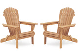 Wooden Folding Adirondack Chair Set of 2, Half Pre-Assembled Wood Lounge Chair for Outdoor Patio Garden Lawn Backyard Deck Pool Beach Firepit Light Brown Wood-Natrl