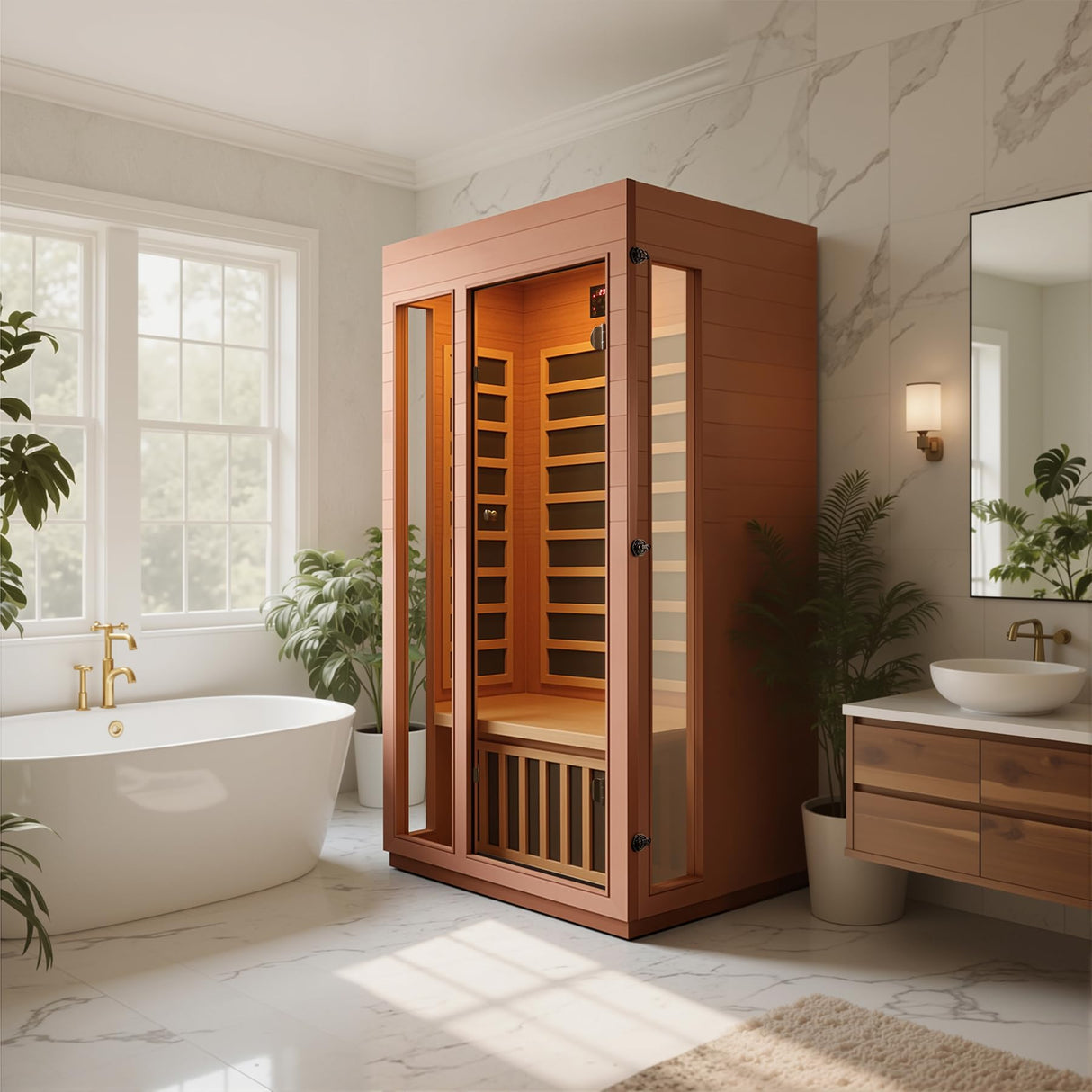 Haoyao 1-Person Indoor Infrared Sauna, Low EMF, Okoume & Hemlock Wood-01 Generic