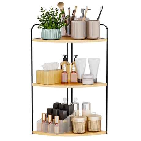 Forest Angle Bathroom Counter Organizer,Countertop Organizer,Vanity Organizers,Bathroom Storage,Bathroom Sink Organizers,Counter Shelf,Corner Counter,Corner Shelves(Black-Burlywood) Forest Angle