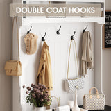 Maupvit Farmhouse Narrow Coat Rack with Shoe Storage, 12 Shoe Cubbies & 7 Coat Hooks, Entryway Furniture with Hall Tree, Ideal for hallways, Living Rooms and Mudrooms, White Maupvit