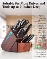 Cooks Standard Acacia wood Knife Block Holder without Knives, 25 Slot X-Large Universal Countertop Butcher Block Kitchen Knife Stand for Easy Kitchen Storage Cooks Standard