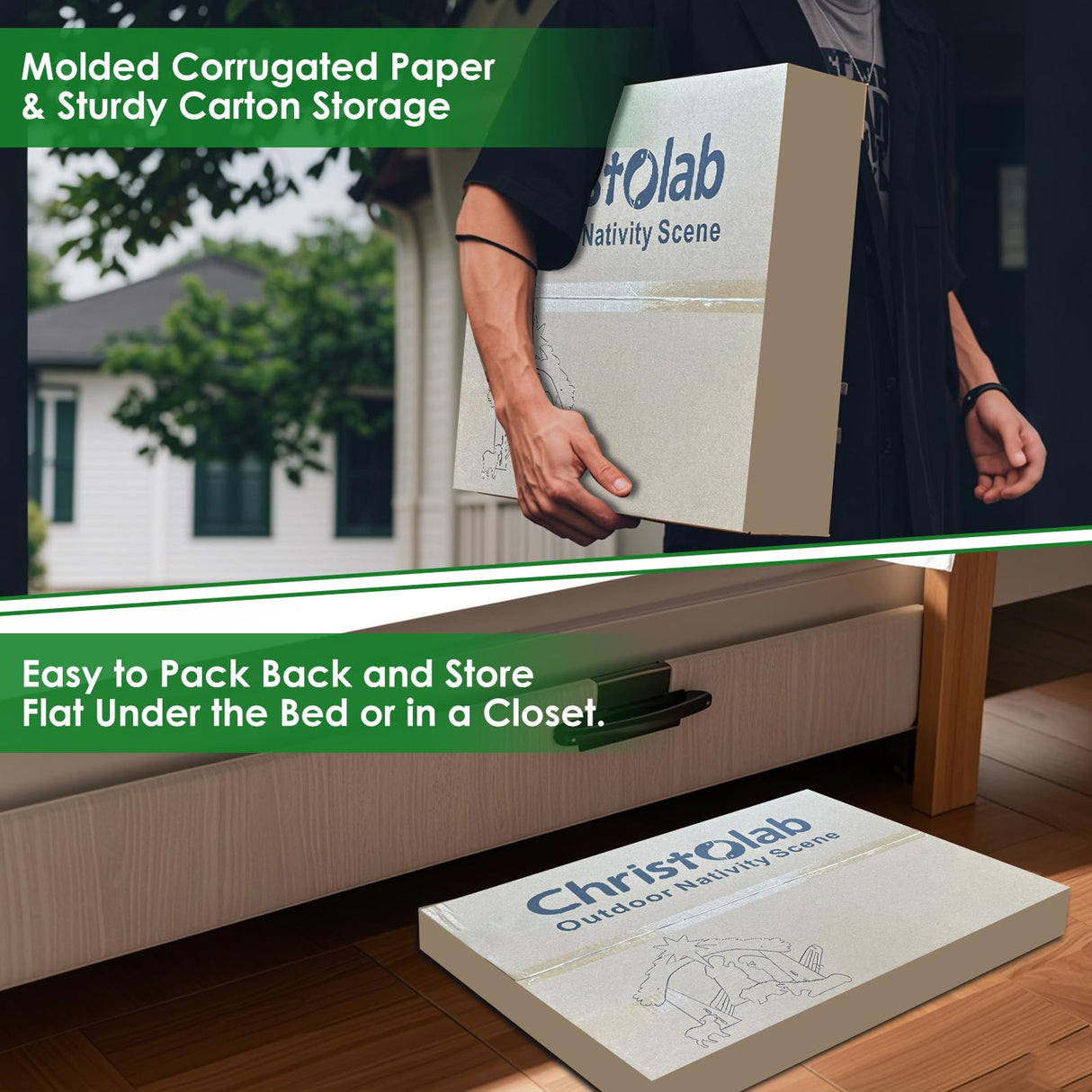 Outdoor Nativity Set for Outdoor Christmas Decorations, 45in Weather Resistant PVC Nativity Set, Large Holy Family with The Sheep and Donkey for Front Yard and Lawn Christolab