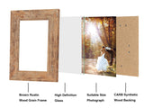 iRahmen 5x7 Picture Frame Set of 4, High Definition Real Glass Rustic Brown Frame, 5 x 7 Wood Photo Frames for Tabletop Display and Wall Mounting iRahmen