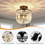 YYJLX Small Crystal Chandelier 2- Lights ，Modern Semi Flush Mount Ceiling Light Fixture for Hallway Kitchen Foyer （Black） YYJLX