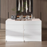 WOODTIME Armoire Bedroom Island with Sliding Glass Top, Wardrobe Closet with 12 Drawers, Walk-in Closet Island Dresser for Bedroom Shops, White WOODTIME