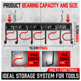 68" All Metal Garden Tool Organizer - Sturdy Garage Wall & Shed Organization System - Hooks for Shovel, Broom, Rake & More SEDY