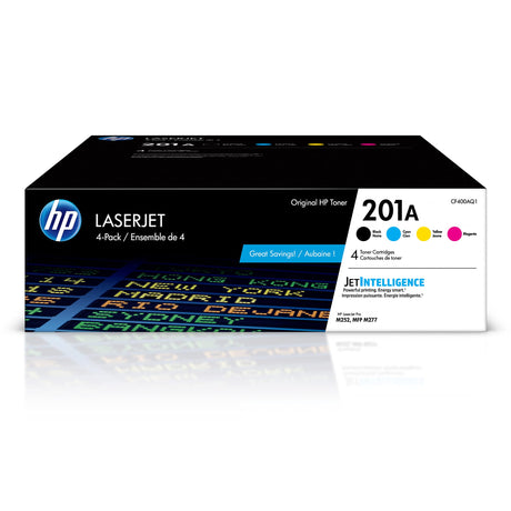 HP 201A Black, Cyan, Magenta, Yellow Toner Cartridges (4-pack) | Works with HP Color LaserJet Pro M252, HP Color LaserJet Pro MFP M277 Series | CF400AQ1 HP