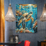 Lovepefe Sea Turtle Paint by Numbers Kit for Adults with Framed Oil Painting Kit Beginner Turtle DIY Painting Kits for Adults Paint by Number On Canvas for Gift Home Wall Decor 12x16 Inch Lovepefe