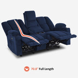 MCombo 74.4" Zero Gravity Power Loveseat Recliner with Console, Heat and Vibration Massage, Reclining Loveseat Sofa with USB Ports, Cup Holders for Living Room, Fabric 6035SET (Navy Blue) MCombo