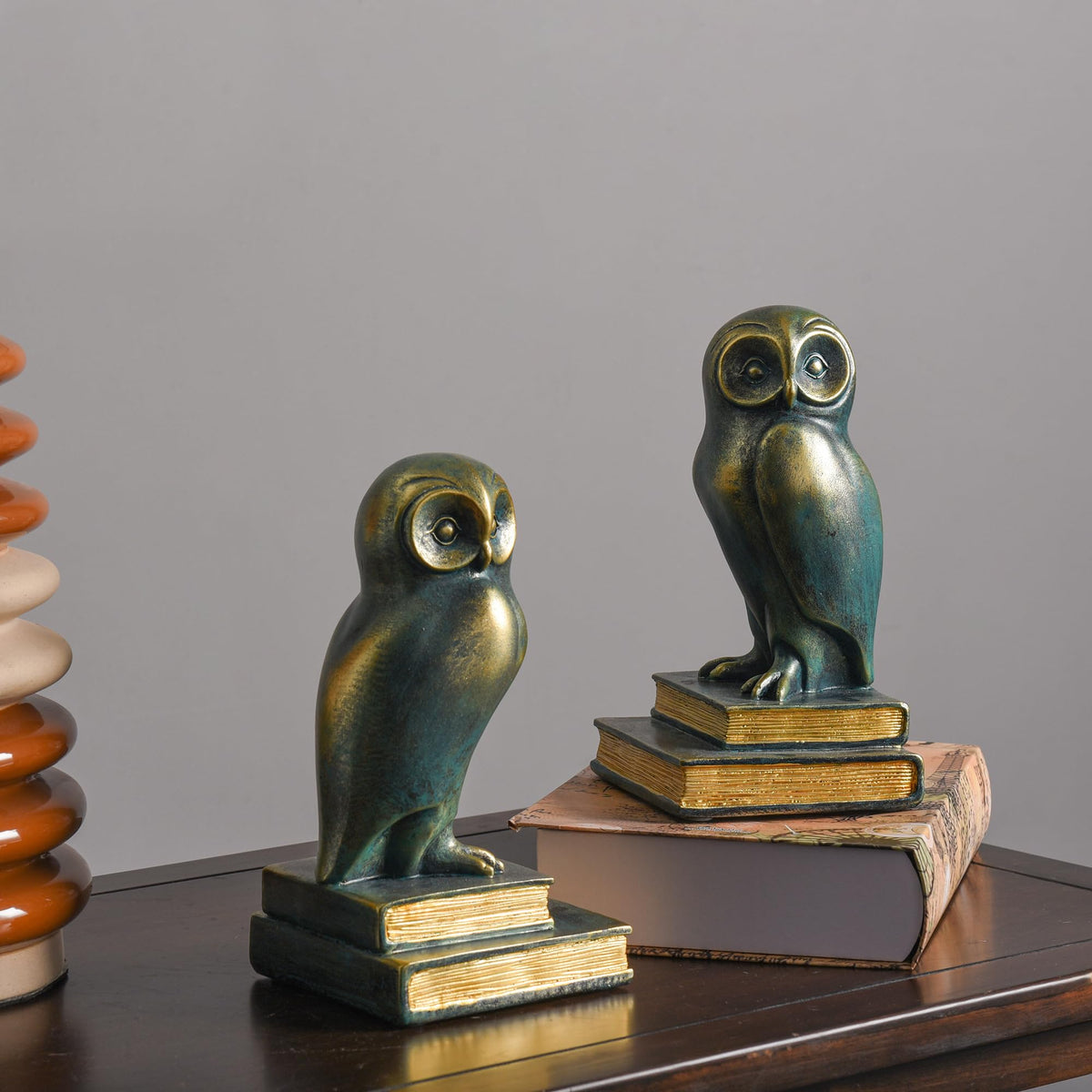 Kakizzy Book Ends for Shelves, Owl Decorative Bookends Bronze Bird Book Stopper Unique Kids Book Holders with Anti-Slip Base Luxurious Bookends for Kids Rooms Office Home Decor(Bronze) Kakizzy