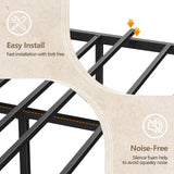 Furnulem Queen Bed Frame with Headboard & 2 Fabric Drawers, Bed Frame Queen Size Featuring LED Lights, Built-in Charging Station & Storage Shelves, Metal Slats, No Box Spring Needed – Black Oak Furnulem