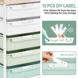 Rolling Storage Cart with 10 Large Drawers, Utility Cart with Wooden TableTop for Craft Organizers, Art Supply Storage, Home Office Organization, Cart with Wheels for Classroom, School, Green SYKIARIOL