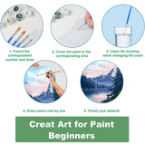 WUDWL Paint by Numbers Kit for Adults Framed Canvas, 3 Pack with Wooden Easel,Paint by Numbers for Kids Ages 8-12, Sun and Moon DIY Acrylic Landscape Oil Painting Arts Crafts, 9.45x11.8inch WUDWL