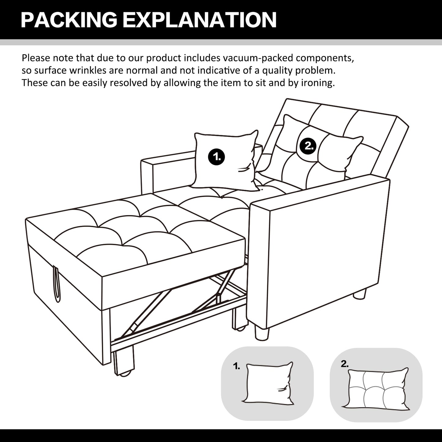 XSPRACER [Updated Convertible Chair Bed, Sleeper Chair Bed 3 in 1, Stepless Adjustable Backrest, Armchair, Sofa, Bed, Fleece, Dark Gray, Single One - WoodArtSupply