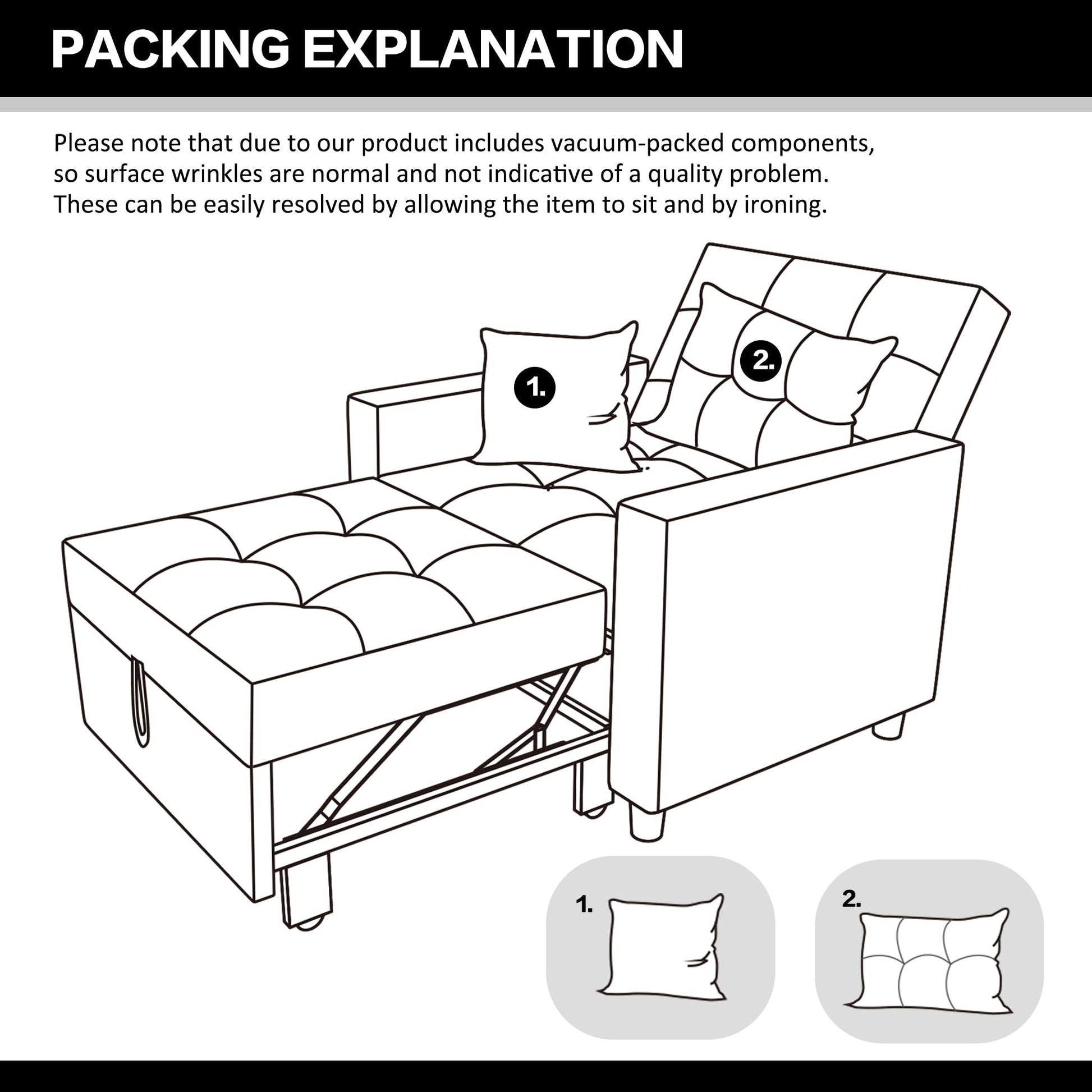 XSPRACER [Updated Convertible Chair Bed, Sleeper Chair Bed 3 in 1, Stepless Adjustable Backrest, Armchair, Sofa, Bed, Fleece, Dark Gray, Single One - WoodArtSupply