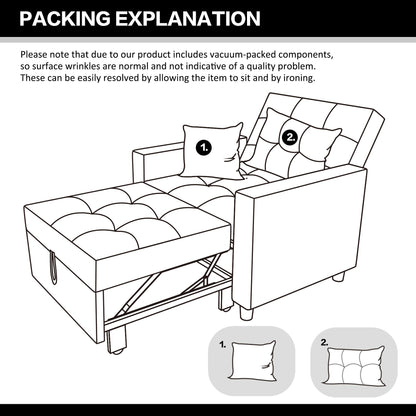 XSPRACER [Updated Convertible Chair Bed, Sleeper Chair Bed 3 in 1, Stepless Adjustable Backrest, Armchair, Sofa, Bed, Fleece, Dark Gray, Single One - WoodArtSupply