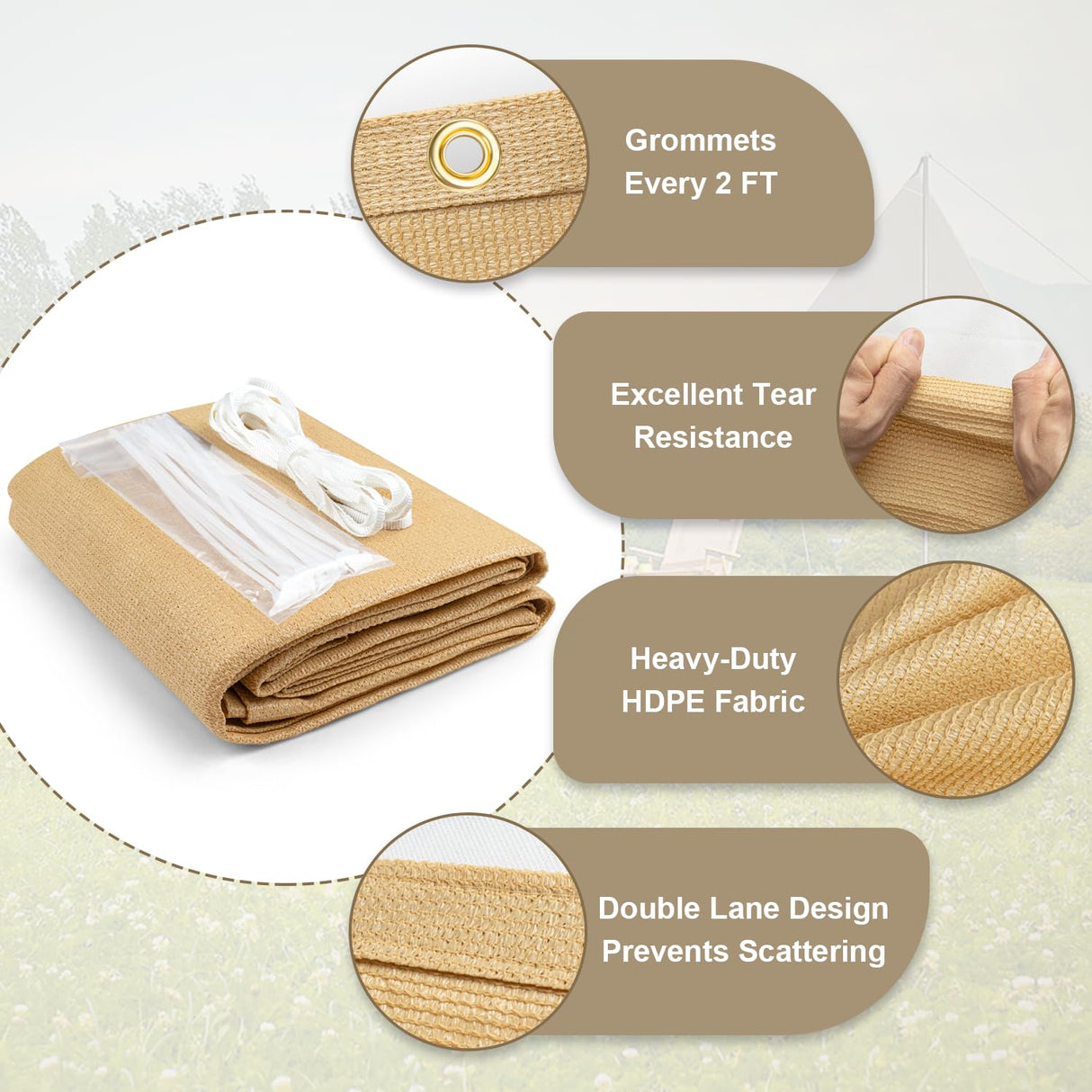 LOVE STORY Shade Cloth 3/6/8/10/12/20FT Sun Shade Cloth with Grommets Pergola Shade Cover 95% UV Protection for Patio Outdoor, 10x12 FT Sand LOVE STORY