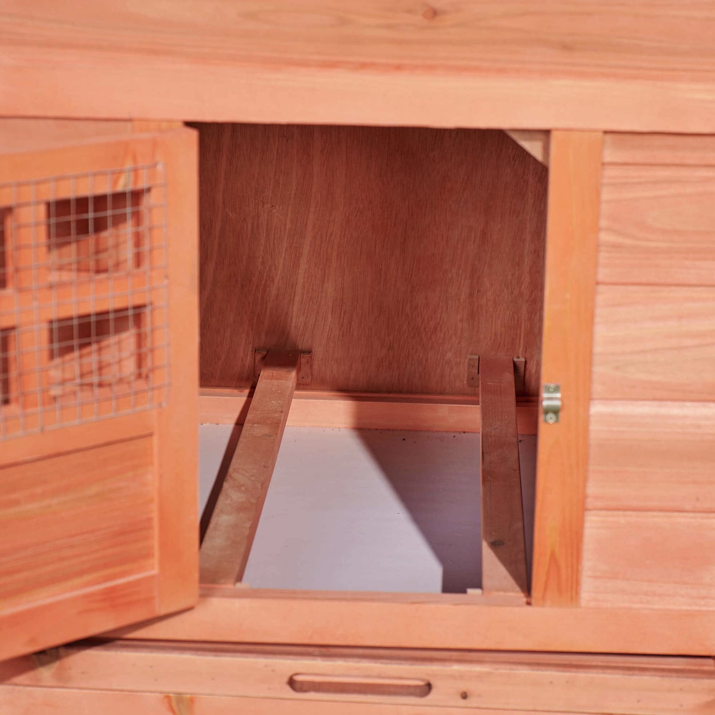 123.6" Chicken Coop Hen House with Nesting Boxes Wooden Small Animal Cage for Chicks Outdoor Rabbit Hutch Bunny Cage with 2 Run Play Area, Ramps, Waterproof Roof & Pull Out Tray Auburn