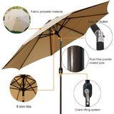 Blissun 9' Outdoor Patio Umbrella, Outdoor Table Umbrella, Yard Umbrella, Market Umbrella with 8 Sturdy Ribs, Push Button Tilt and Crank (Tan) Blissun