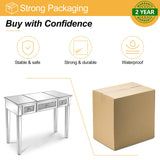 VINGLI Mirrored Vanity Desk with Drawers and Flip Mirror, Glass Vanity, Mirrored Vanity Table, Mirror Vanity Silver Desk, Mirrored Makeup Vanity Table for Bedroom/Makeup Room, Silver VINGLI