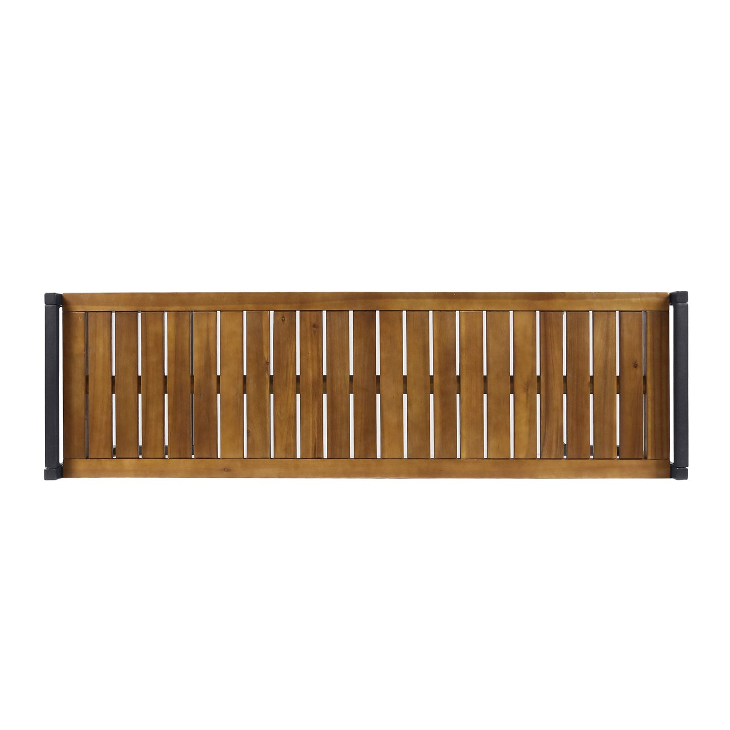 Christopher Knight Home Noel Outdoor Industrial Acacia Wood and Iron Bench, Teak Finish/Black Metal - WoodArtSupply