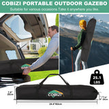 COBIZI 10x10ft Pop up Gazebo Screen House for Camping, Pop-up Camping Canopy Tent with Sidewalls,Portable Outdoor Quick-Set Hub Tent with Carrying Bag&Ground Stakes,Gray(Upgraded 2.0) COBIZI