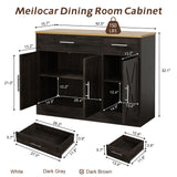 Meilocar Buffet Cabinet with Storage, Coffee Bar Cabinet, Farmhouse Storage Cabinet, Wood Kitchen Cabinet with Drawers and Shelves, Wide Sideboard Cabinet for Dining Room, Living Room, Dark Brown Meilocar