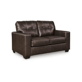 Signature Design by Ashley Santorine Transitional Tufted Leather Match Loveseat, Dark Brown Signature Design by Ashley