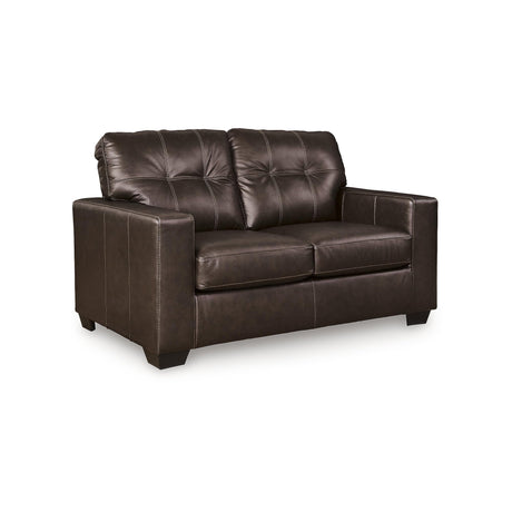 Signature Design by Ashley Santorine Transitional Tufted Leather Match Loveseat, Dark Brown Signature Design by Ashley