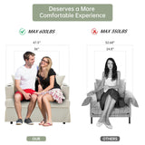 ASAHREE 47'' Mid Century Oversized Reading Armchair Sofa, Corduroy 2 Seater Upholstered Loveseat Couch with 2 Cup Holder, Comfy Modern Accent Chair for Bedroom, Living Room (Corduroy Cream White) ASAHREE