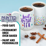 Tulip Food Safe Painted by Me, at Home Paint and Bake Kit - 4 Ceramic Mug Painting Set, Family Activity or Paint Night, All-In-One - Rainbow Paint, 4 Brushes & 4 Paintable Mugs. Studio Quality Results Tulip