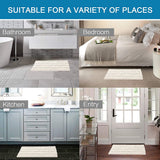 H.VERSAILTEX Bathroom Rugs Bath Rugs for Bathroom Non Slip Bath Mats Extra Thick Chenille Striped Rug 17" x 24" Absorbent Soft Shaggy Washable Dry Fast Bath Mats for Bathroom Floor - Ivory H.VERSAILTEX