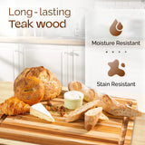 Yes4All Solid Teak Cutting Boards for Kitchen, [24''Lx18''Wx1.5”Thick] Extra Large Edge Grain Butcher Block Cutting Board, Food Safe Surface Wood Cutting Boards with Juice Grooves and Easy Grip Handle Yes4All