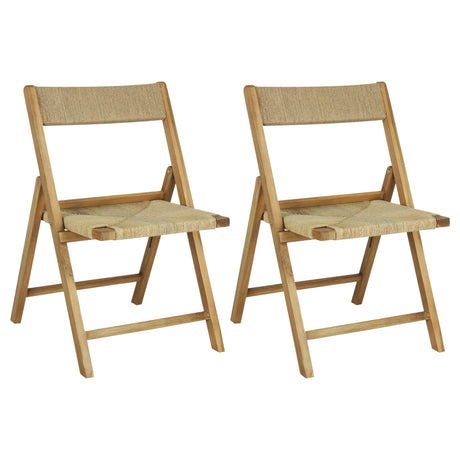 JONATHAN Y FLD1002A-SET2 Kiawah Coastal Modern Wood Woven Seagrass Folding Chair Transitional, Bohemian, Classic, Scandinavian, Minimalist, Mid-Century, Natural (Set of 2) JONATHAN Y