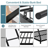 VINGLI Twin Loft Bed with Stairs - Sturdy Metal Bunk Bed with Safety Guard Rails in Black VINGLI