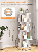 Rotating Bookshelf Tower, 4 Tier Small Spinning Corner Bookshelf for Small Spaces, 360 Display Kids Bookshelves Floor Standing Bookcase Storage Rack Wood Book Shelf Organizer for Bedroom Room, White Turosur