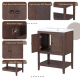 24 Inch Bathroom Vanity with Sink Set Combo, Cabinet with Doors and Open Shelf, Solid Wood Frame with Painted Finish, Modern Style Merax