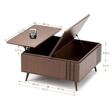 JOINICE,Lift Top Coffee Table with Storage,Mid Century Modern Square Coffee Table,Walnut Wood Coffee Table,Multi-Functional Coffee Tables for Living Room,Convenient for Eating,Gaming,or Working JOINICE