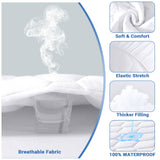 MUXHOMO King Size Mattress Protector, 100% Waterproof Quilted Mattress Cover King Size Bed, Noiseless Soft & Cooling Mattress Pad Cover, Deep Pocket 6"-21", White MUXHOMO