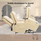 GarveeHome Faux Leather Power Lift Recliner Chair for Elderly, Lift Assist Recliner for Seniors with Heat and Massage Function, Reclining Sofa w/Pockets and Cup Holders CF8008 (Beige, Medium) GarveeHome