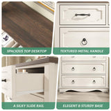 Maupvit 6 Drawer Dresser, 43" Tall Chest of Drawers for Bedroom, Farmhouse Dresser with Large Drawers & Metal Ring Pull Handles, Wood Dressers for Living Room, Hallway, Entryway, Antique White Maupvit