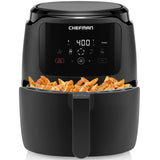 Chefman Digital Air Fryer, Large 5 Qt Family Size, One Touch Digital Control Presets, French Fries, Chicken, Meat, Fish, Nonstick Dishwasher-Safe Parts, Automatic Shutoff, Black Chefman
