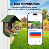 Camojojo Bird Feeder with Camera of 32MP Photo & 4K Video, Smart Bird Feeder with AI Identify, 10000mAh Built-in Battery, Full-Color Night View, 32 SD, IP66, 2.4G/5G Dual WiFi Wireless, Live Function Camojojo