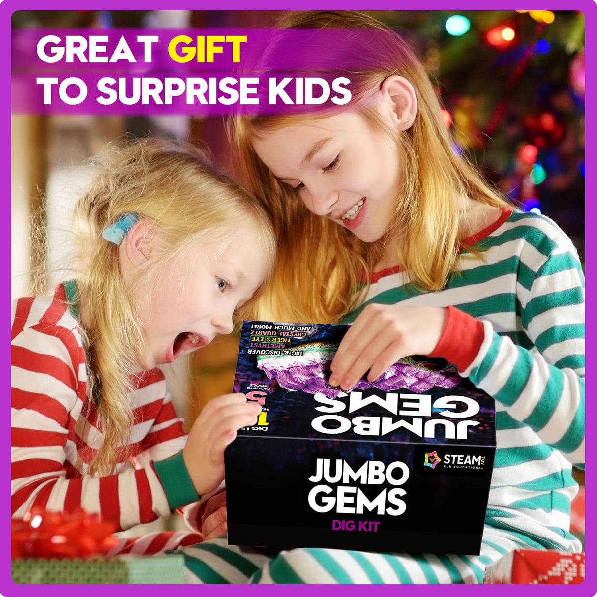 XXTOYS Gemstone Dig Kit - Dig Up 18 Real Gemstones and Crystals - Science Kits for Kids, STEM Toys for Age 6-8, Great Educational Geology Gifts for Boys & Girls Ages 5-7 XX