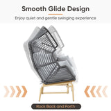 Patio Chairs Outdoor Egg Chair - Rattan Patio Lounge Rocker Chairs 4 Piece Wicker Rocking Glider Chair Set with 2 Glider Egg Chairs and 2 Ottoman for Outside Porch Deck Backyard Garden(Grey/Gery) Pugire